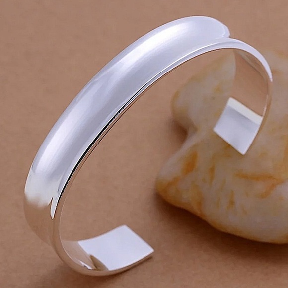 Sterling Silver Bangle Cuff Bracelet - Picture 1 of 8